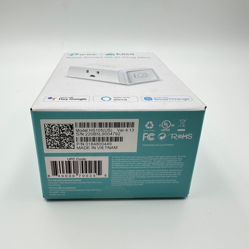 Kasa Smart WI-FI Plug Mini TP-LINK HS105(US)Plug-In Socket Controller NIB