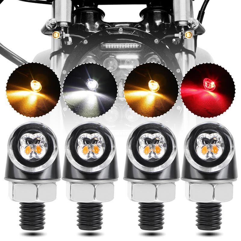 4pcs LED Mini Motorcycle Turn Signal Indicator Brake Light Running Lamp DRL 12V