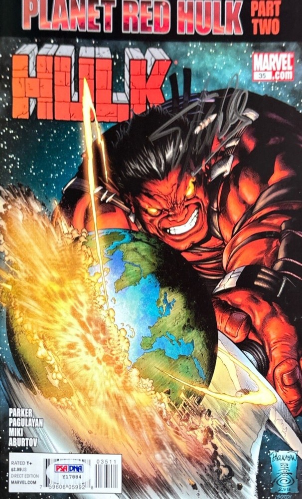 Stan Lee Signed Marvel Hulk Planet Red Hulk Comic #35 PSA Y17884