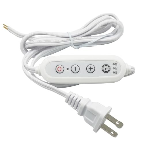 Lamp Cord with Dimmer, LED Timing Function，Dimmable & Timer 2/4/8Hrs, White