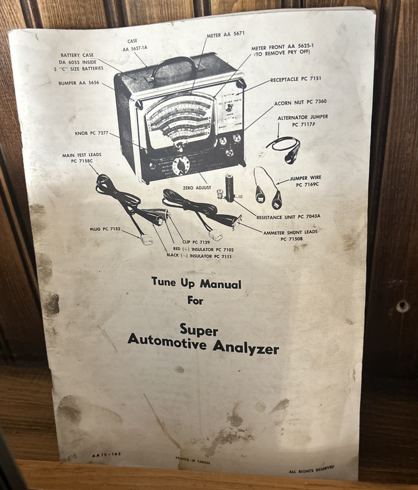 Vintage Sears Automotive Analyzer Model 244.21032 w/ Manuals & Tools