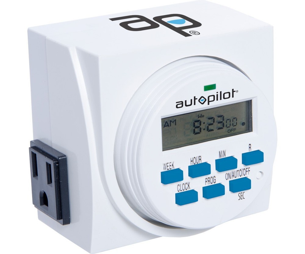 Autopilot Dual Outlet 7-Day Grounded Digital Programmable Timer, 1725W 15A 1 Sec