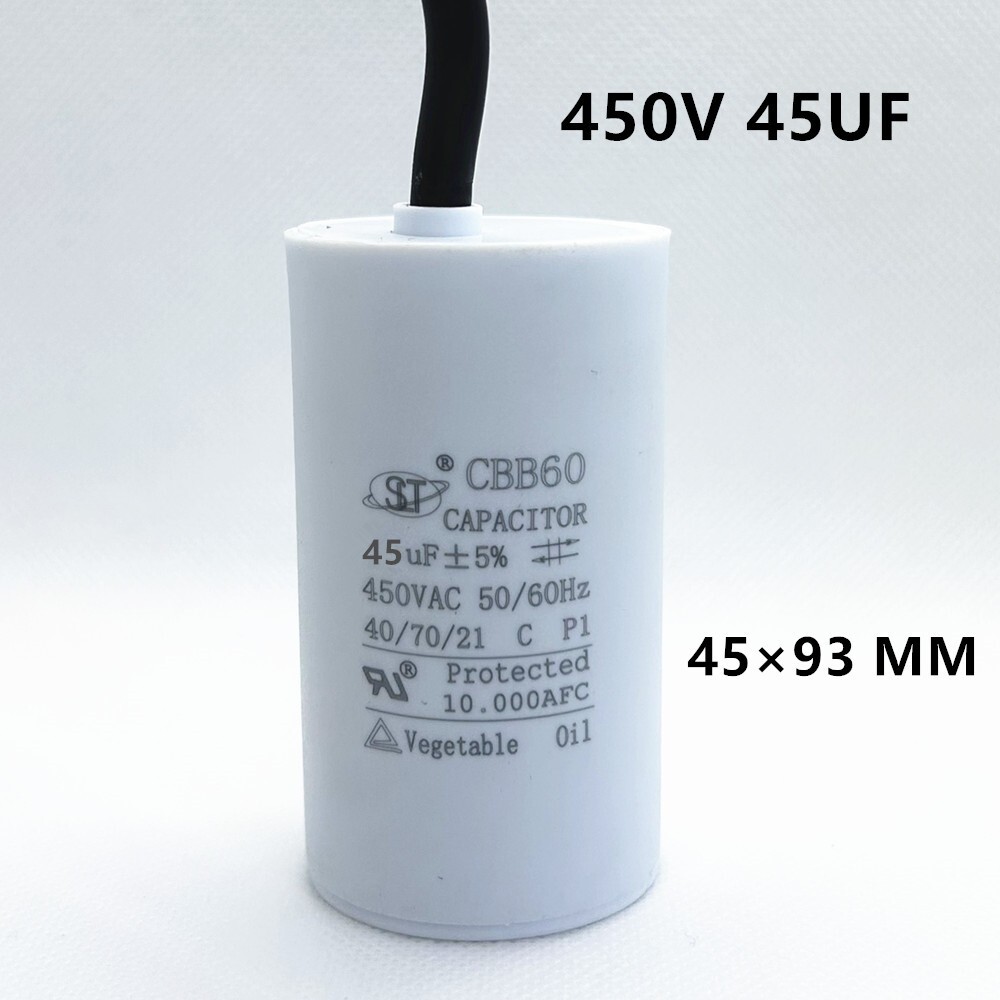450v 45uF 45MFD CBB60 START RUN MOTOR CAPACITOR WATER PUMP COMPRESSOR (WIRE)
