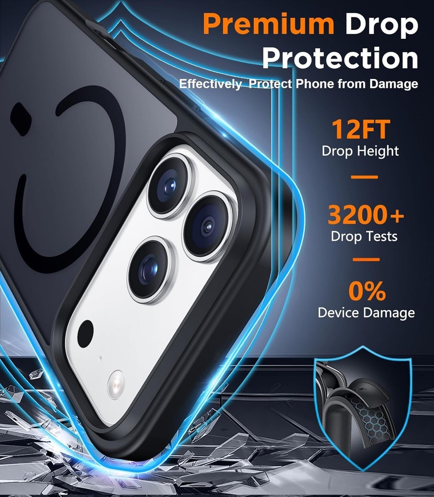 Translucent Matte Case for iPhone 17 Pro Max + 2PCS Tempered Glass Screen Protec