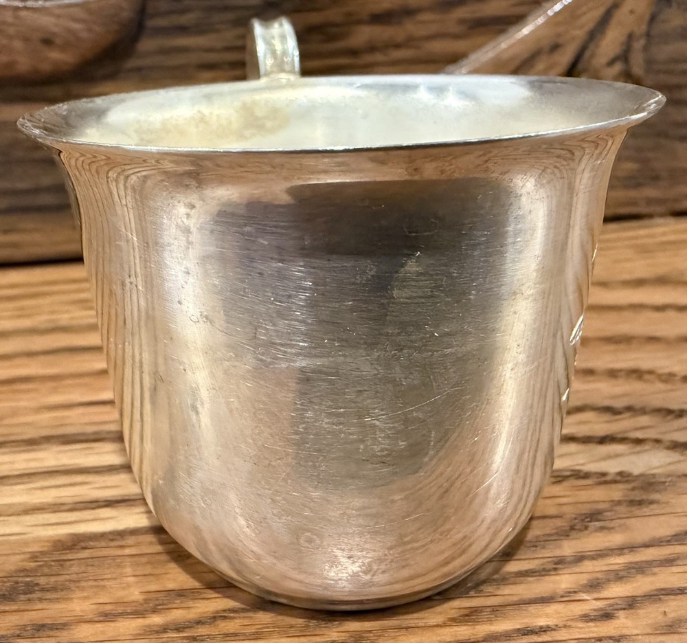 Vintage Carlton Silverplate Flying Stork Baby Child Toddler Handle Mug Cup VG