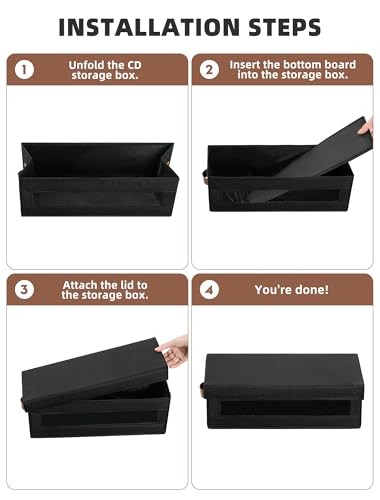 4 Packs CD Storage Box with Visible Window, Stackable CD Case 4 pack Black