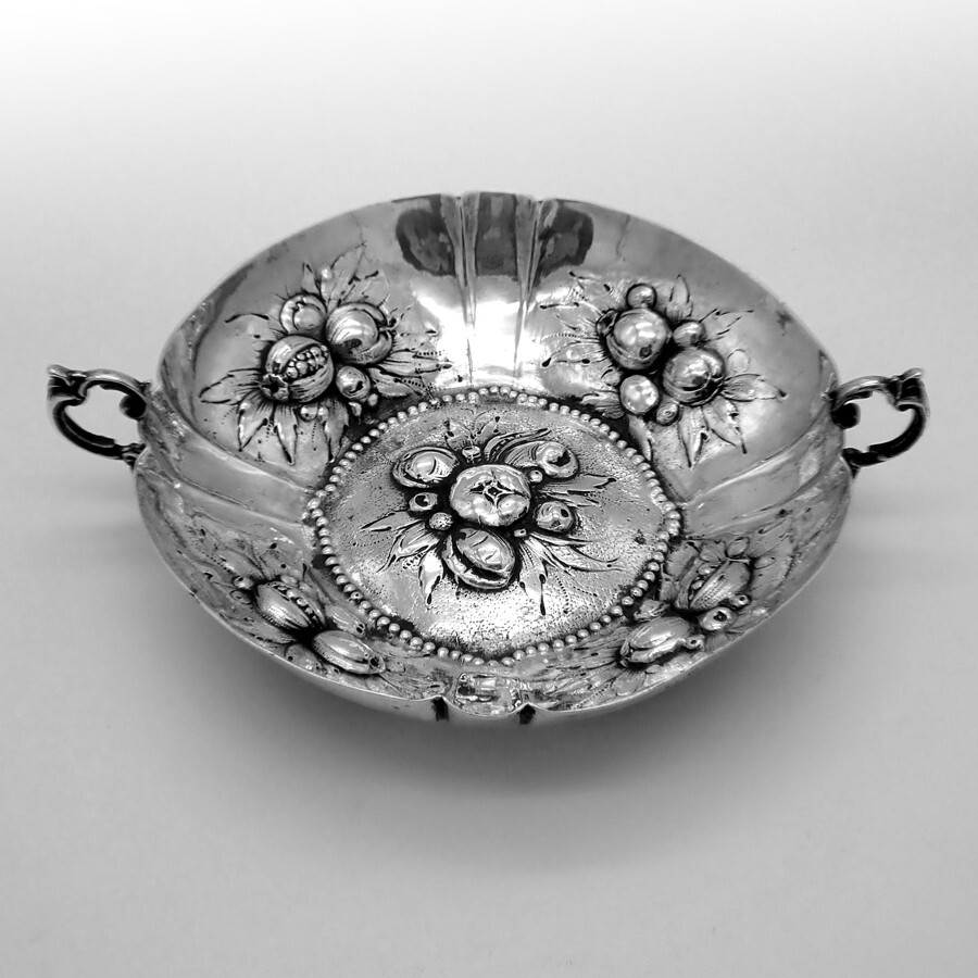 Serving Bowl Fruit Designs German 800 Silver