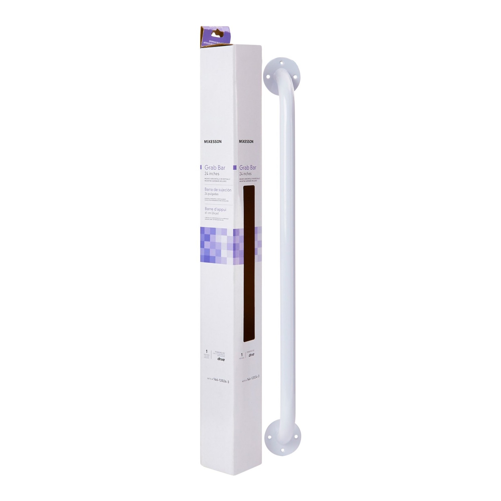 McKesson White Steel Wall Mounted Wall Grab Bar 24" L 146-12024-3