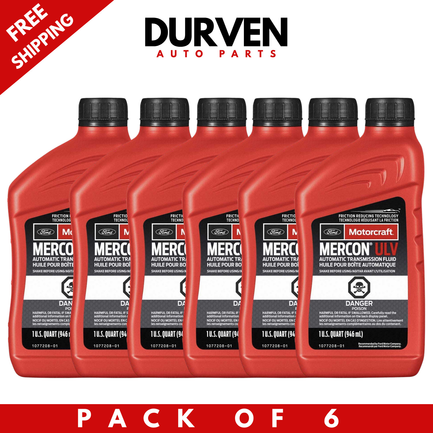 Motorcraft Mercon ULV XT12QULV Automatic Transmission Fluid For Ford (6 Quarts)