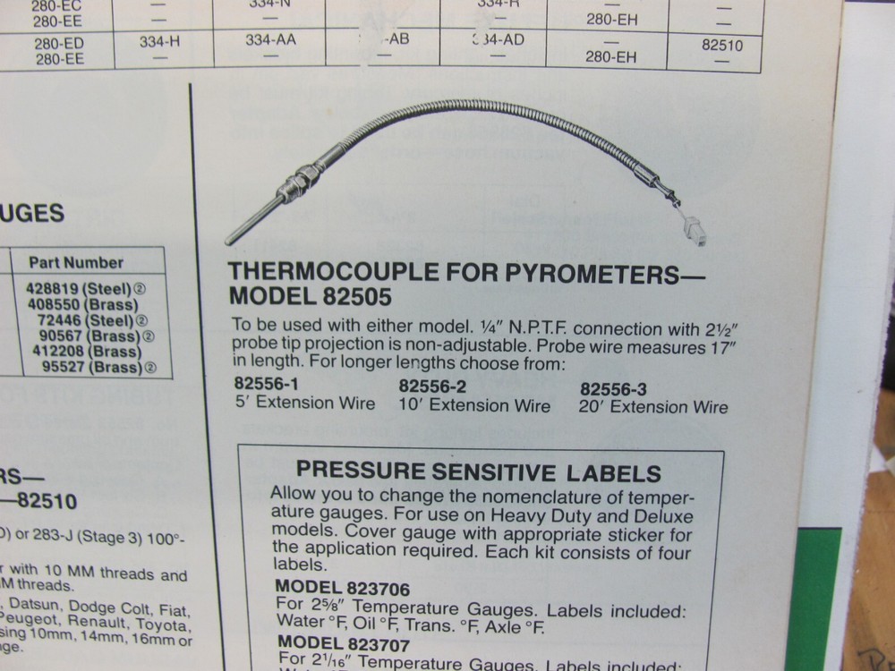 Vintage Stewart Warner Pyrometer Thermocouple 323-E Temperature sensor