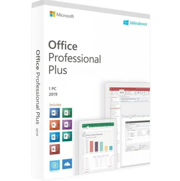 Microsoft Office Pro Plus 2019 - Key in Box Lifetime - Package DVD for windows