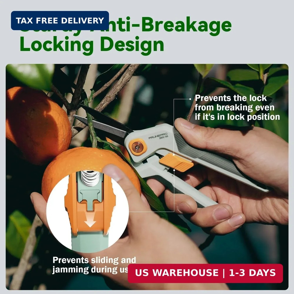 PrunePro Pruning Shears Gardening Scissors Set Professional Hand Pruner Sharp St