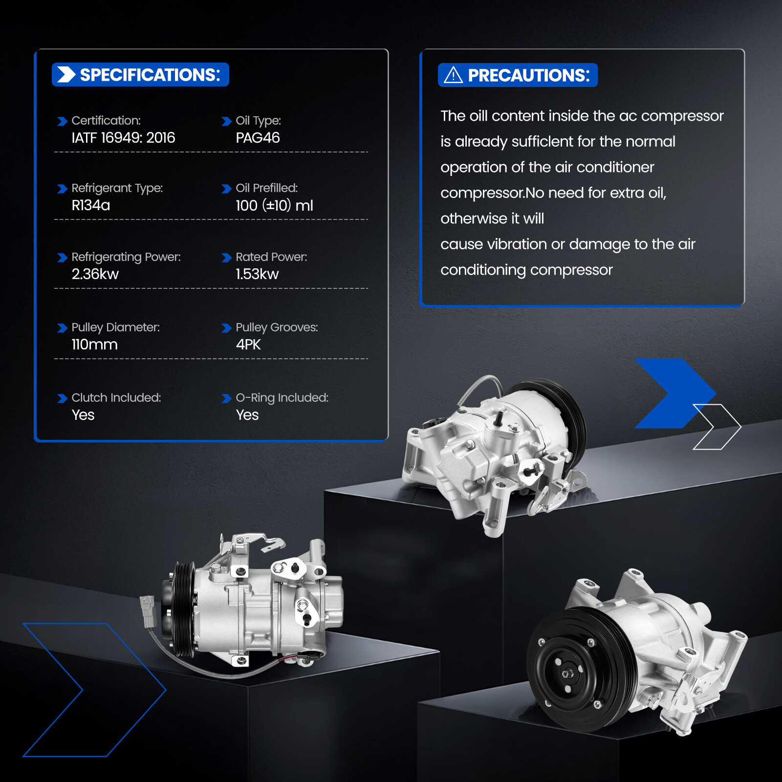 AC A/C Compressor w/Clutch For 2004-2006 Scion xA xB1.5L l4 CO 11034C 8831052250