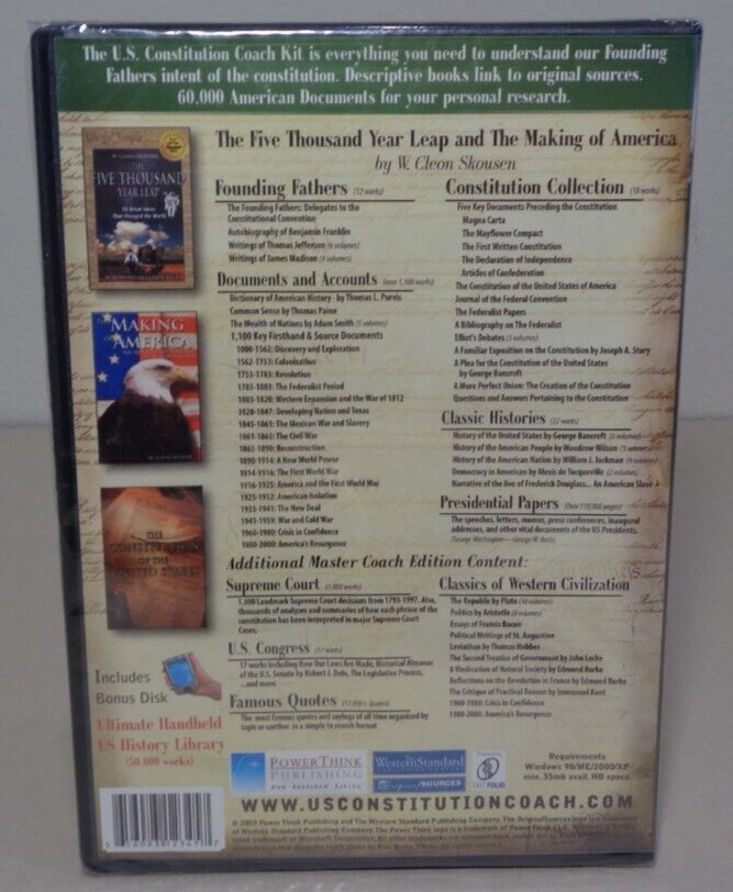 US CONSTITUTION COACH KIT From PowerThink / New DVD / Computer Software