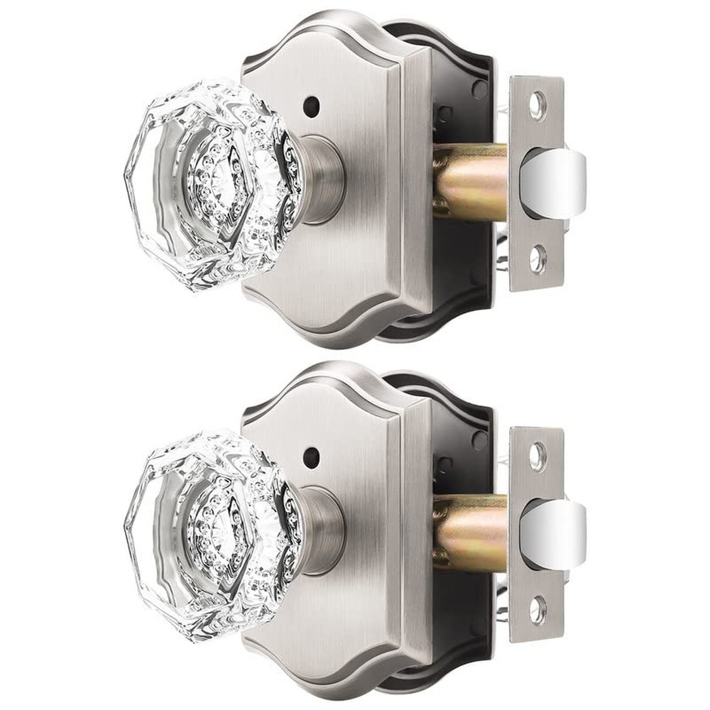 Orger Octagonal Crystal Door Knobs 2 Pack, Interior Privacy Door Handle for B...