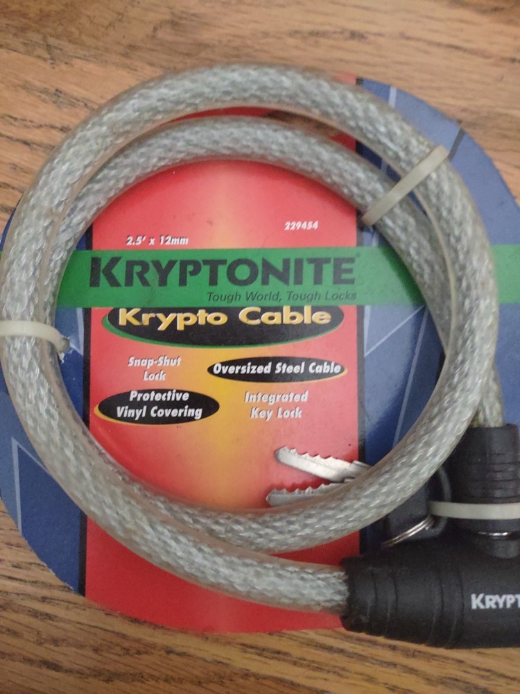 NEW KRYPTONITE KRYPTO CABLE KEY LOCK - 2.5' x 12mm - 229454