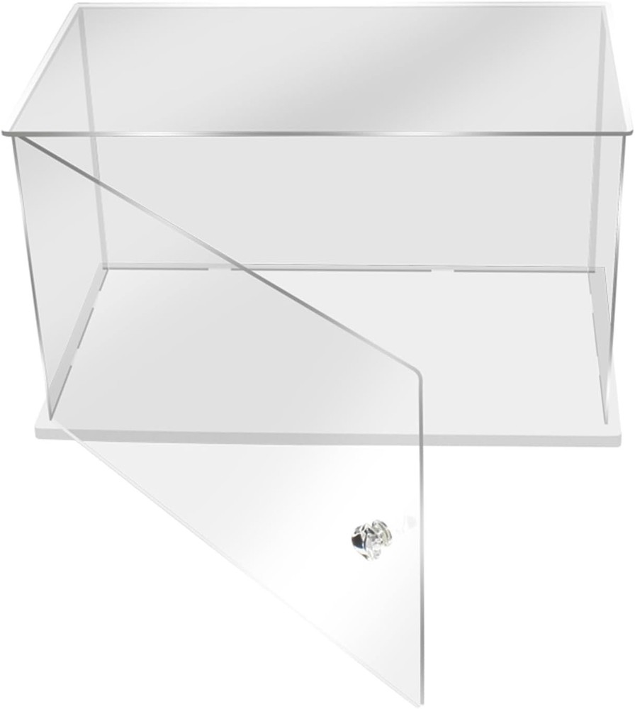 Sturdy Dustproof Acrylic Display Case - White Base, Easy Assembly, 14x14 Inch