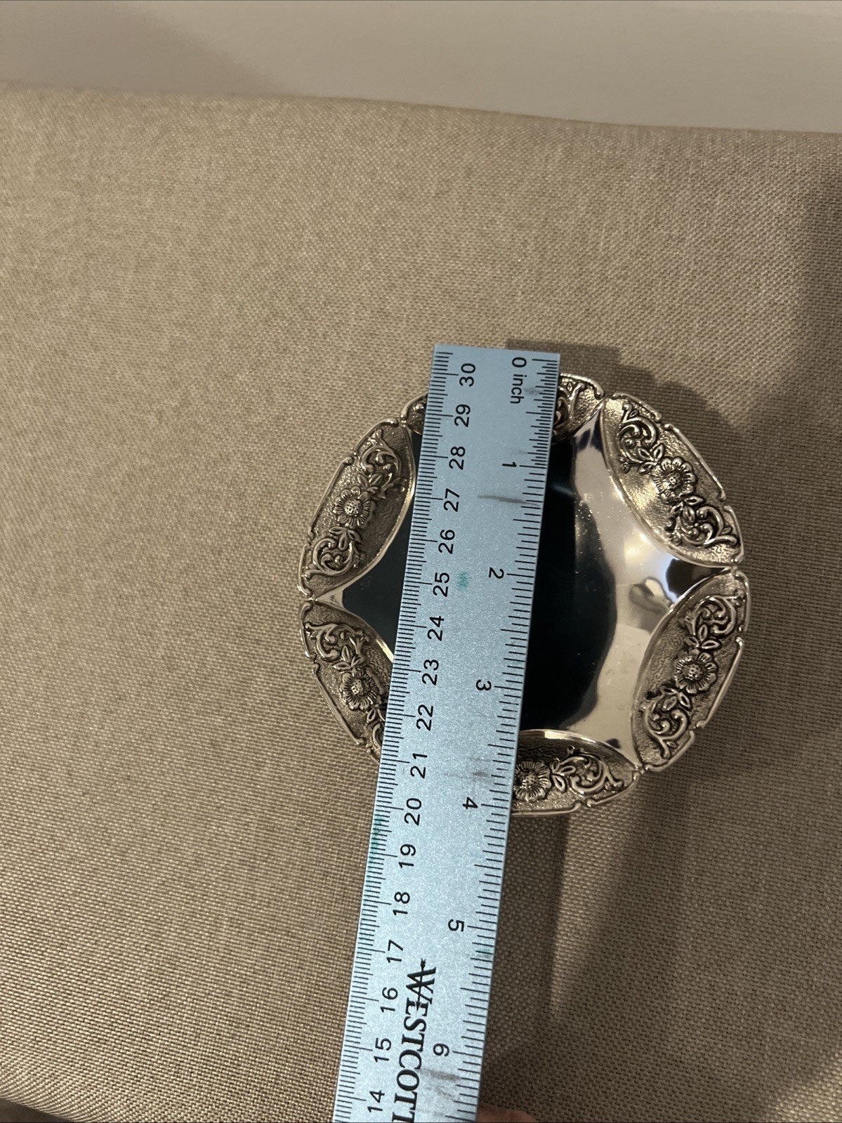 Silver-plate 4” Round Trinket Dish