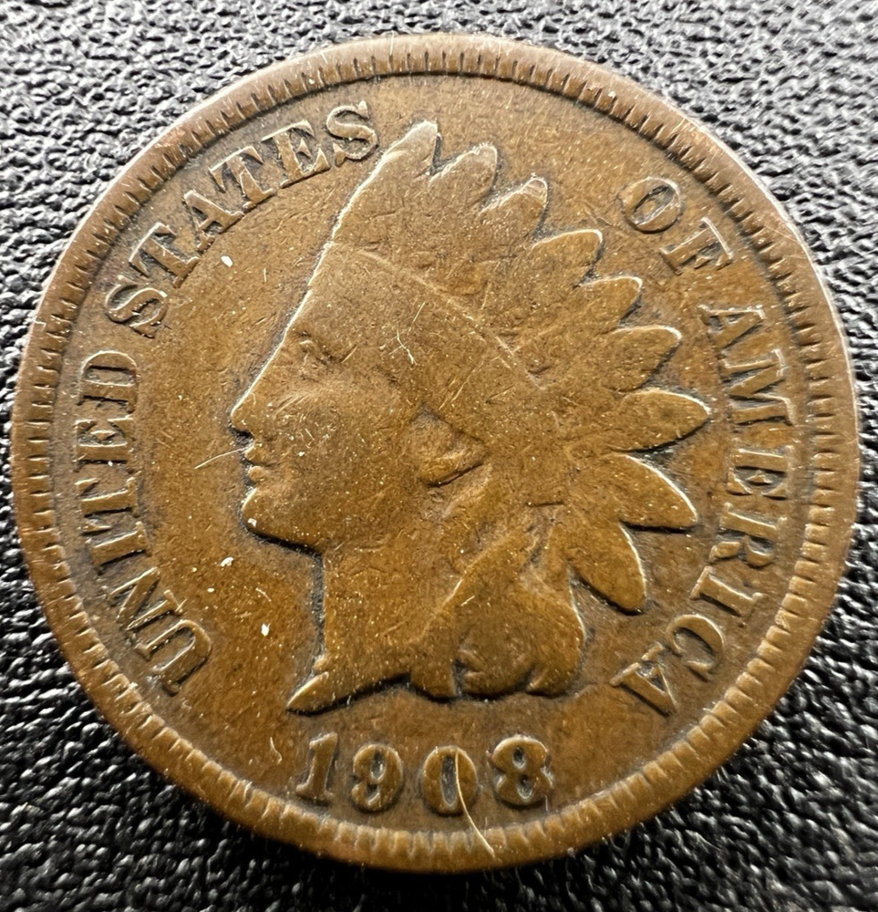 Indian Head One Cent Coin 1908 Fine