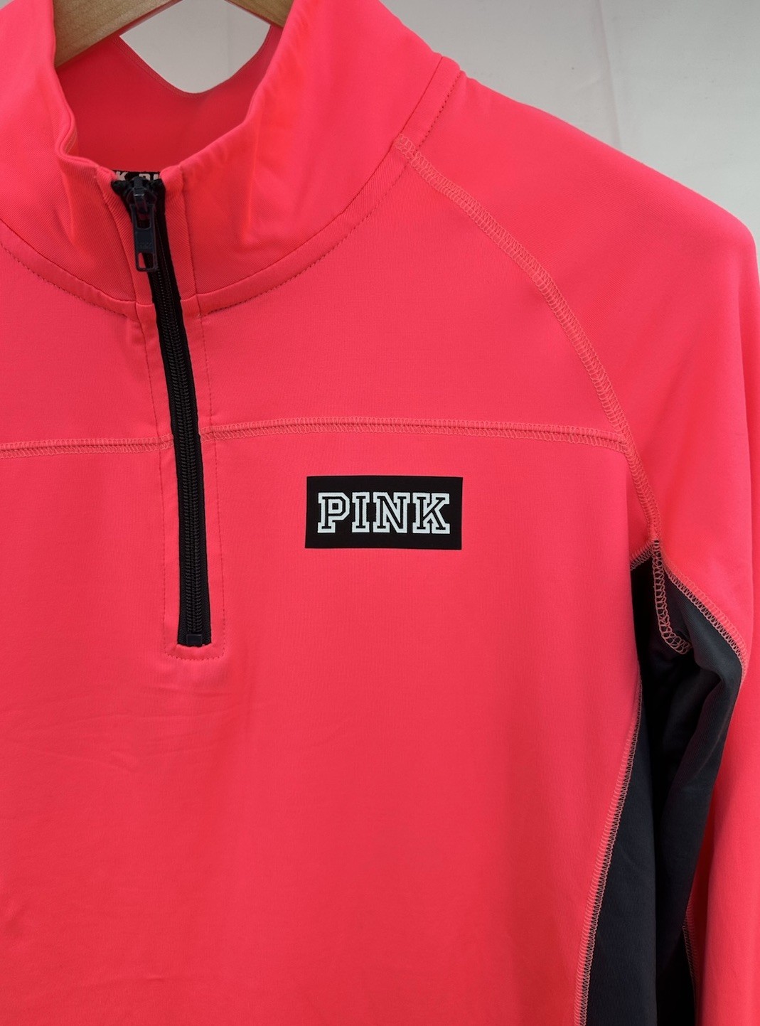 New PINK Victoria's Secret Ultimate Logo Pink Gray 1/4 Zip Pullover Women’s