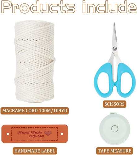 FREEBLOSS Macrame Basket Kit - DIY with Video Small, White