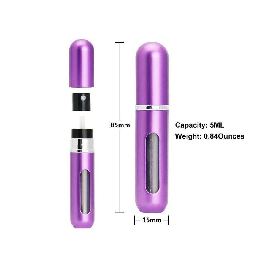 5 Pcs Travel Portable Mini Refillable Perfume Atomizer Bottle Spray Pump Case