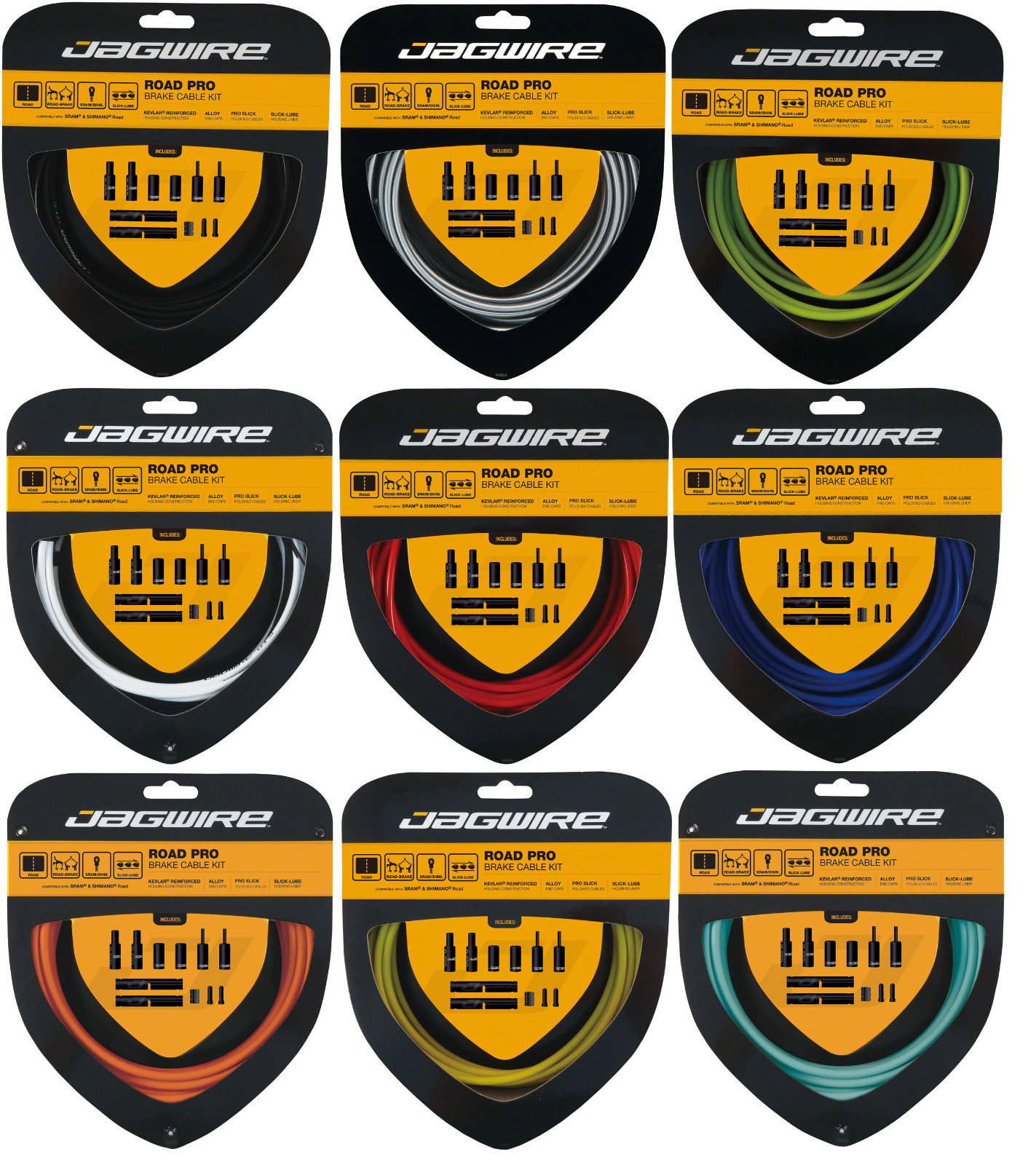 Jagwire Pro Brake Cable Kit | Road | Fits SRAM/Shimano | All Colors
