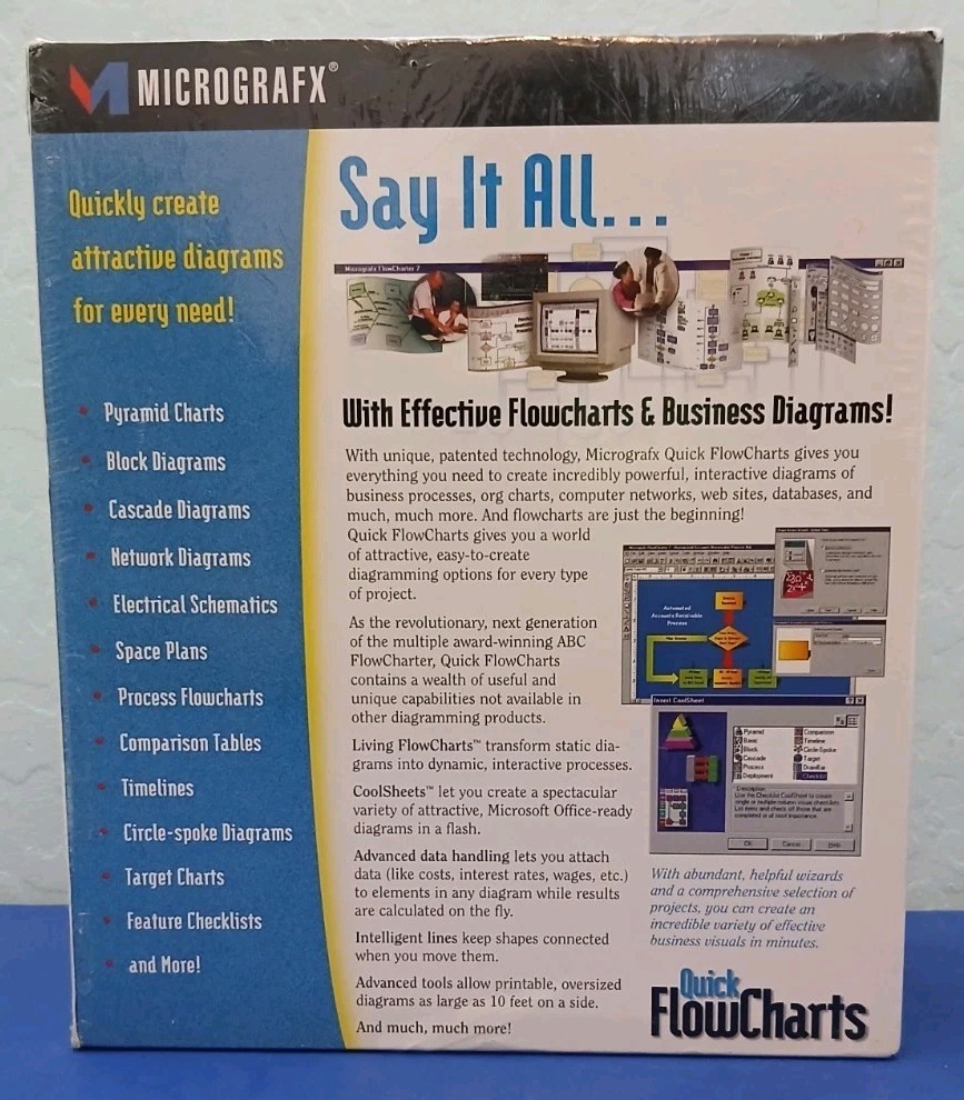 Vintage Micrografx Quick FlowCharts Microsoft Office Diagram Software NEW PC
