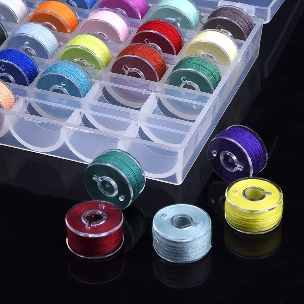 Bobbin BoxMachine Bobbin Organizer Plastic CaseTransparent 25 Slots Empty Bob...
