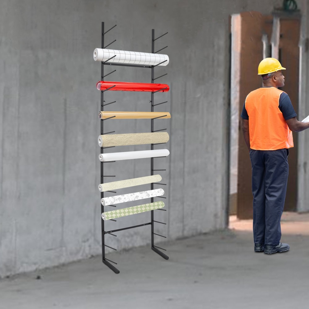 17-Tier Wall Mounted Blueprint Storage Rack for Organized Creative Workspaces