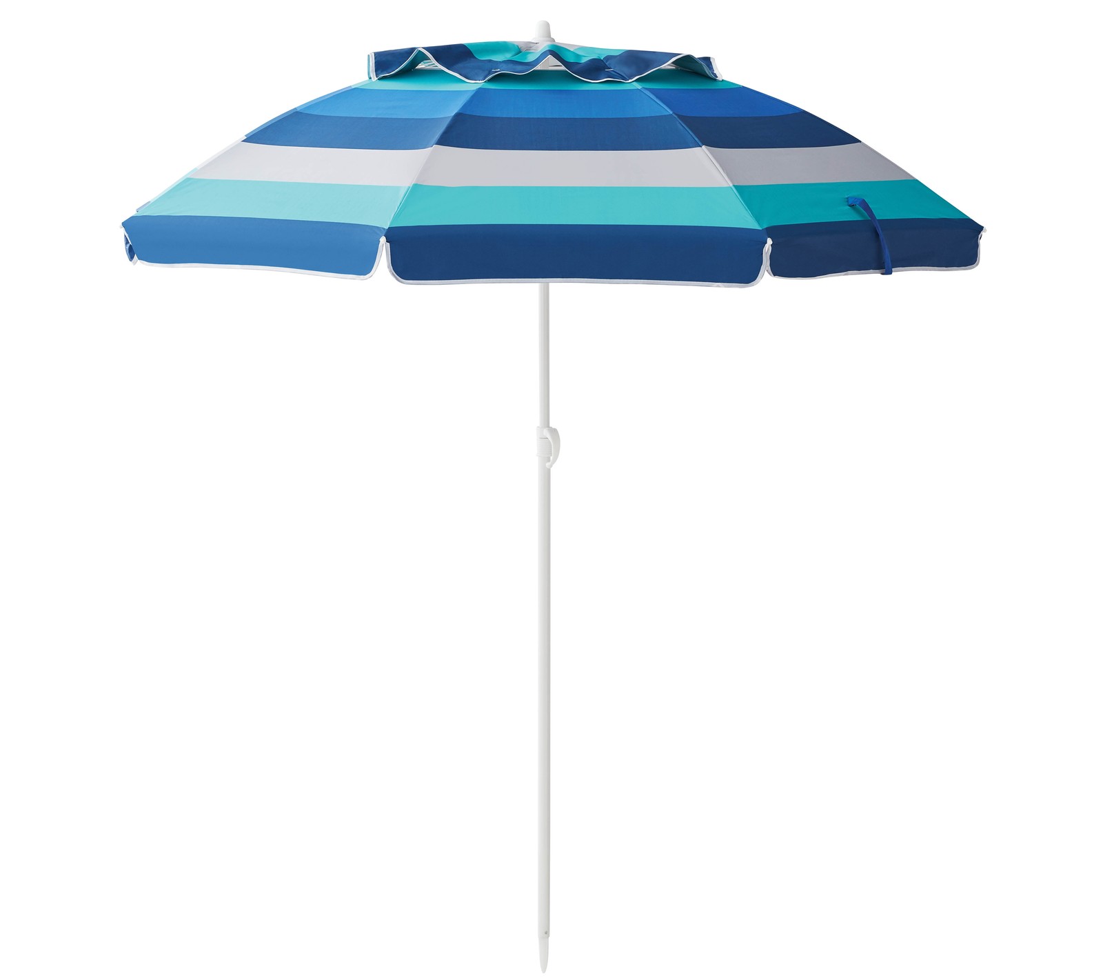 6' Blue Stripe Portable Beach Umbrella, UV Protection