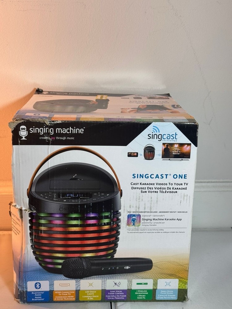 Singing Machine SingCast One Casting Bluetooth Karaoke System w/ wireless Mic.