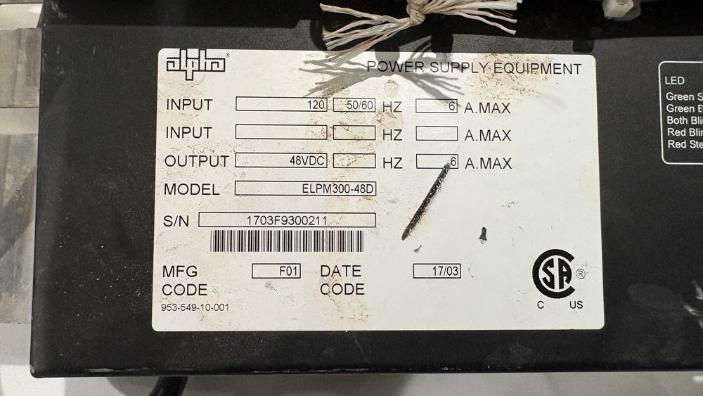 Alpha Technologies FlexNet ELPM300-48D DC UPS Power Supply