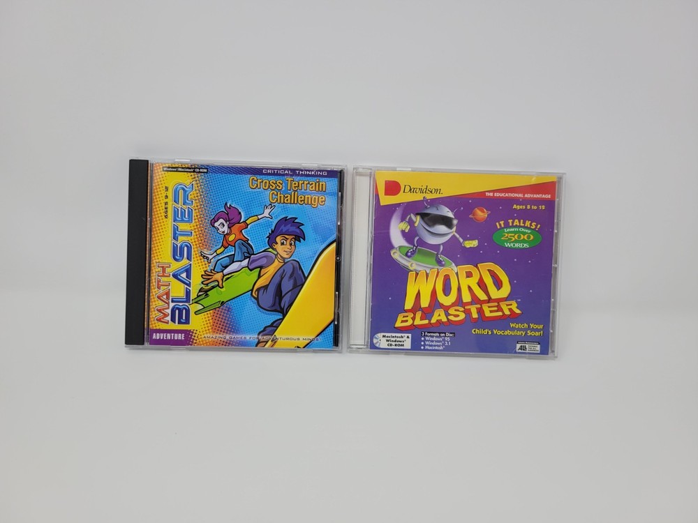 Word Blaster & Math Blaster PC Game Education Learning Lot Tested Free US Ship