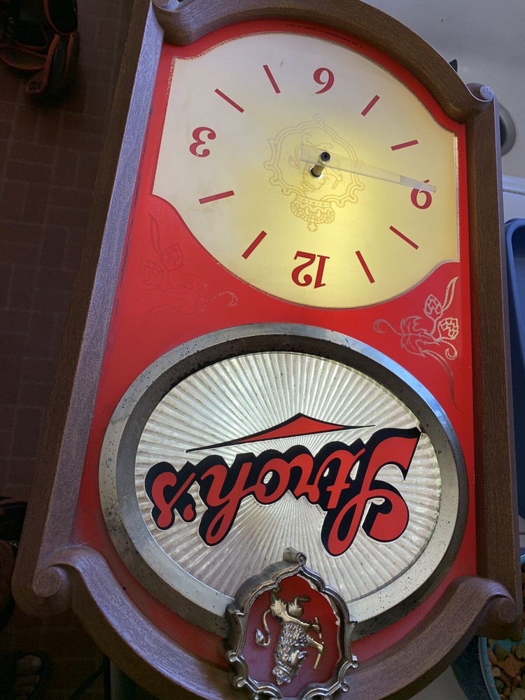 VINTAGE STROH'S ELECTRIC LIGHTED WALL CLOCK,