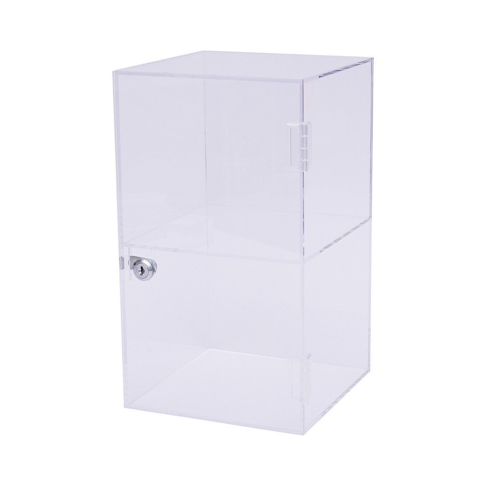 2-layers Countertop Display Case 20*20*35cm Locking Security Showcase Cabinet