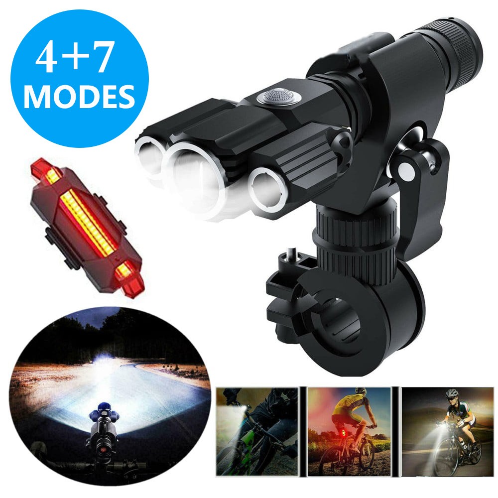 20000LM Rechargeable LED Mountain Bike Lights Bicycle Torch Front &Rear Lamp Set
