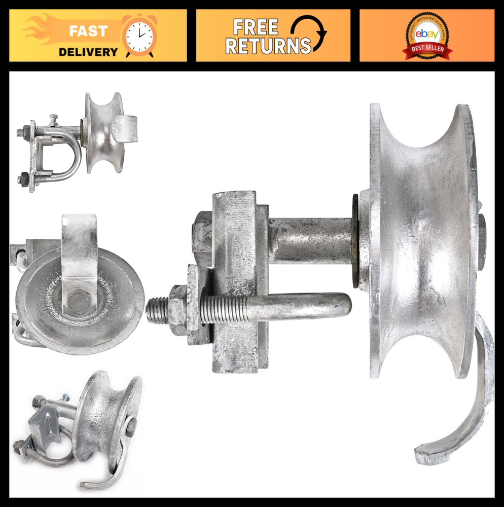 Galvanized Steel Sliding Gate Rollers & Track Hardware for 2" Gate Frame - 1 Pac