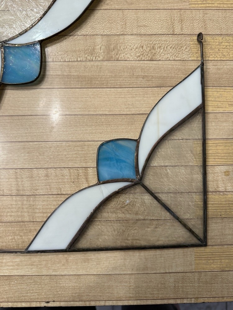 2 stain glass window corner panel
