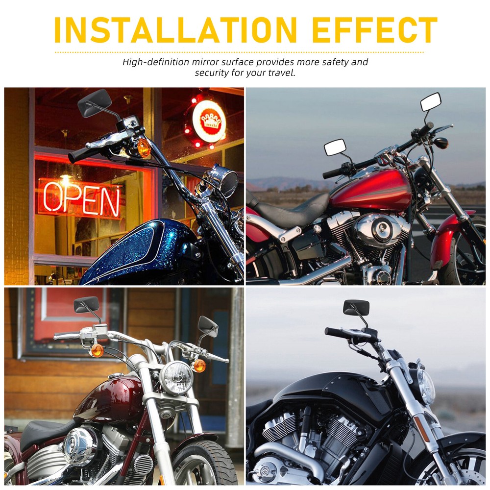 10mm Black Rectangular Motorcycle Mirrors For Honda Shadow Phantom 750 VT750C2B
