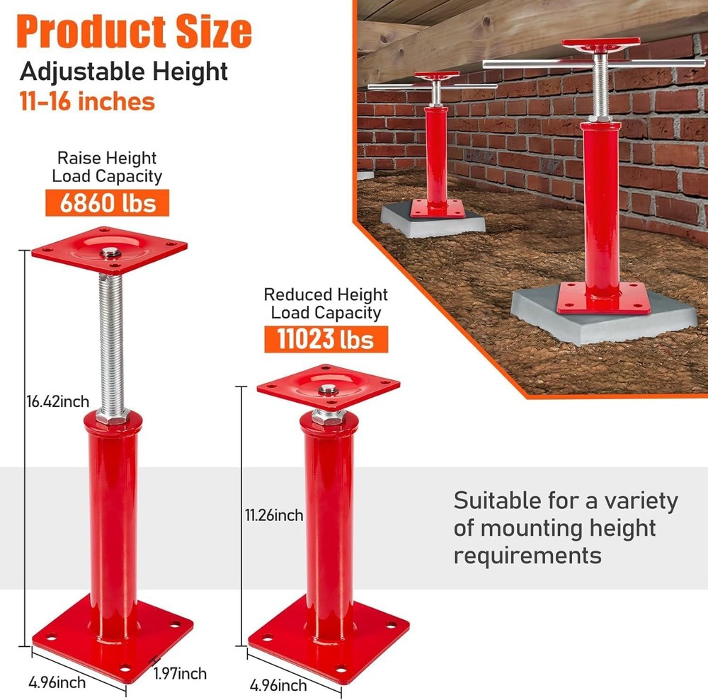 2X Floor Leveling Lift Post Sagging Beam Jack Column Support House Remodel Tools