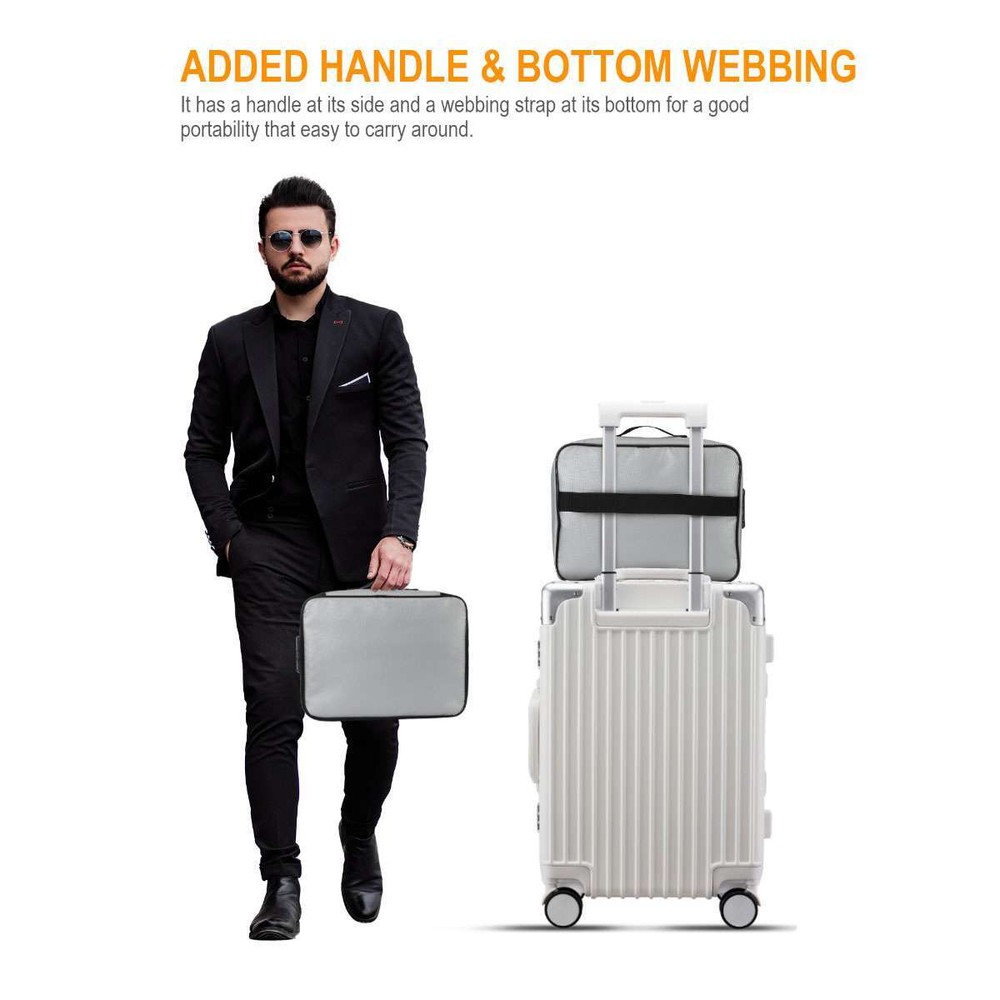 Fireproof Document Box 2000℉ Fireproof & Waterproof Document Bag with Lock Safe