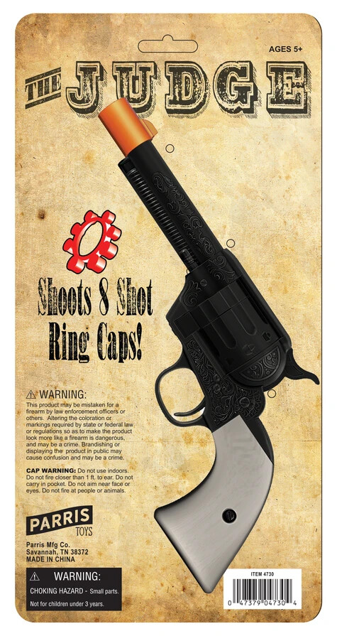 Judge Cap Gun Western Cowboy 8 Ring Shot Plastic Pistol Revolver Prop Gun