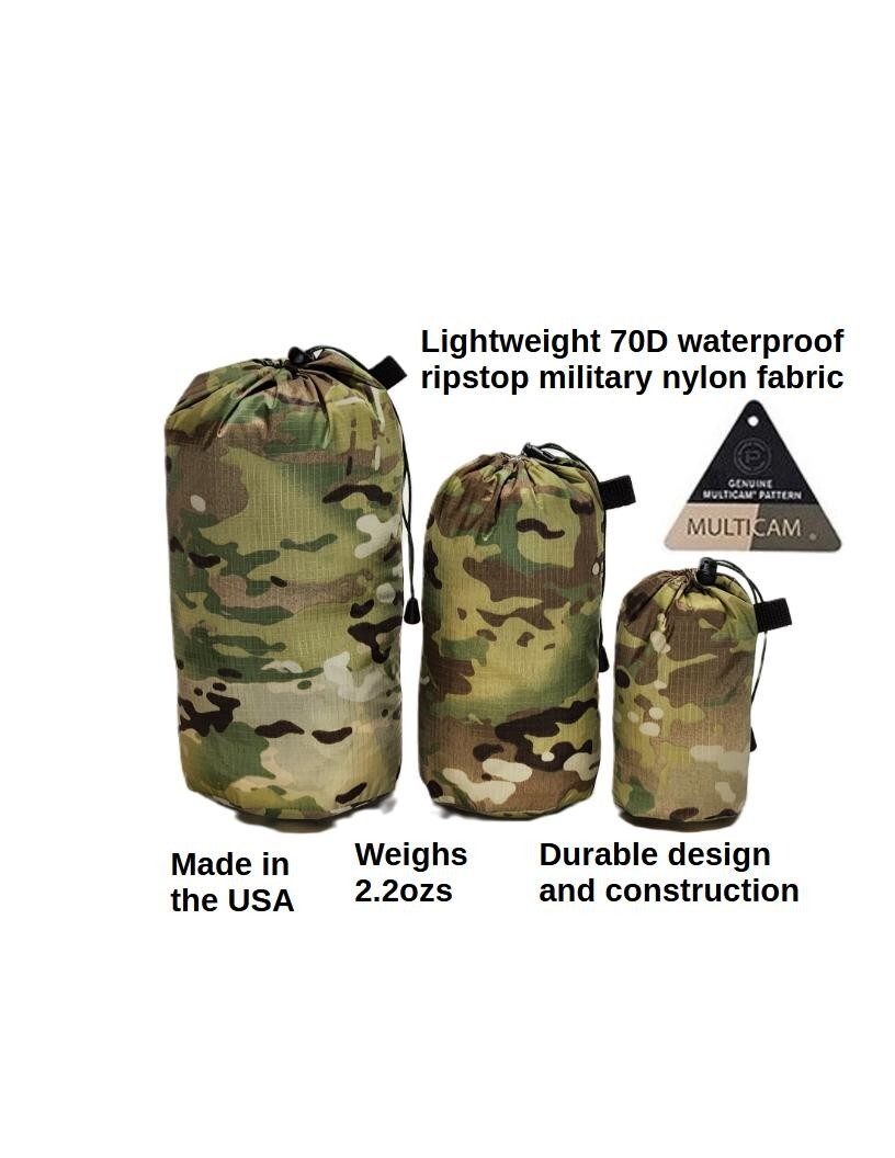 3-pk MULTICAM 70D Mil-spec Ripstop Waterproof Nylon Camping Hiking Stuffsack Set
