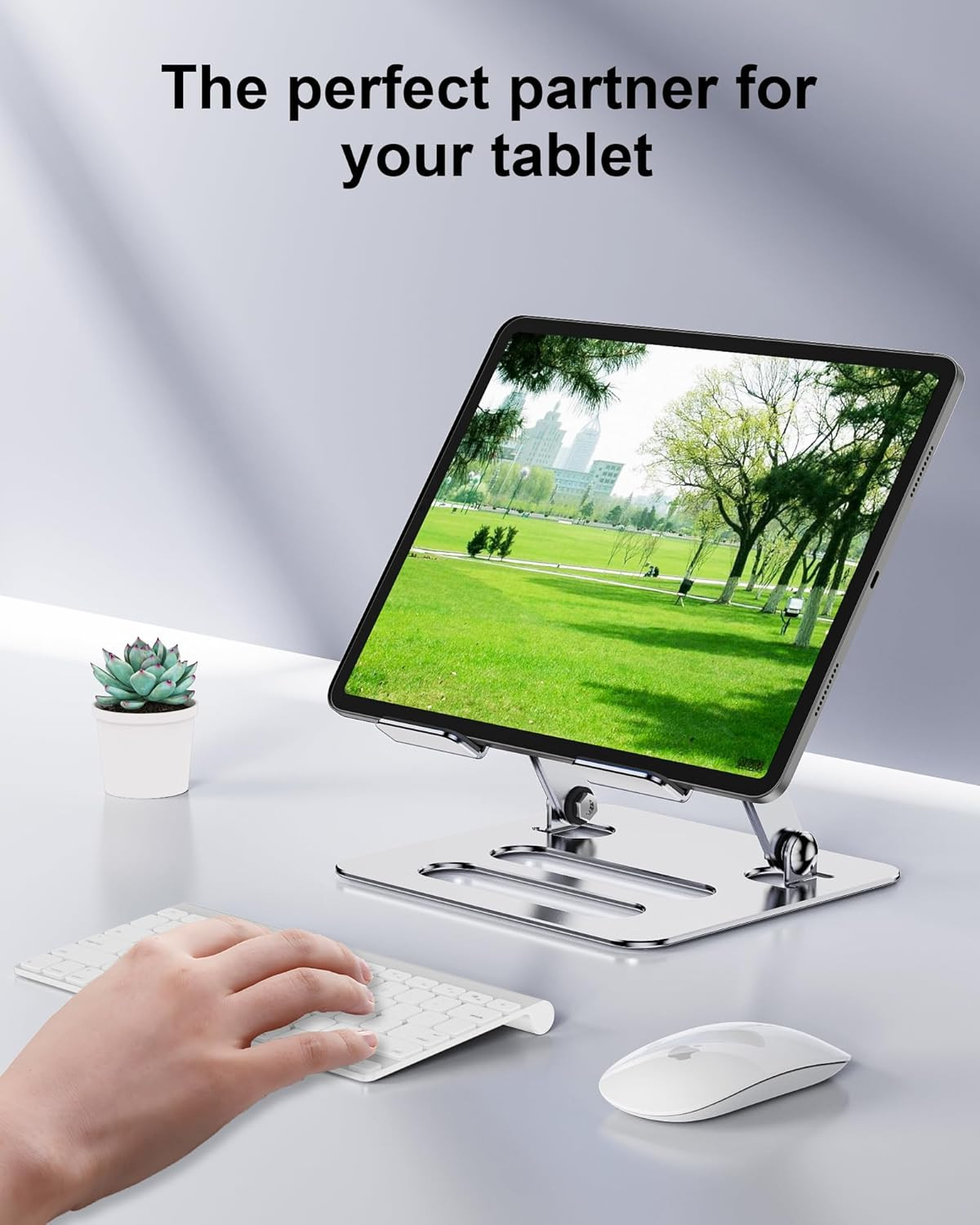 Tablet Stand Holder for iPad for Desk Adjustable Foldable Aluminium Tra...