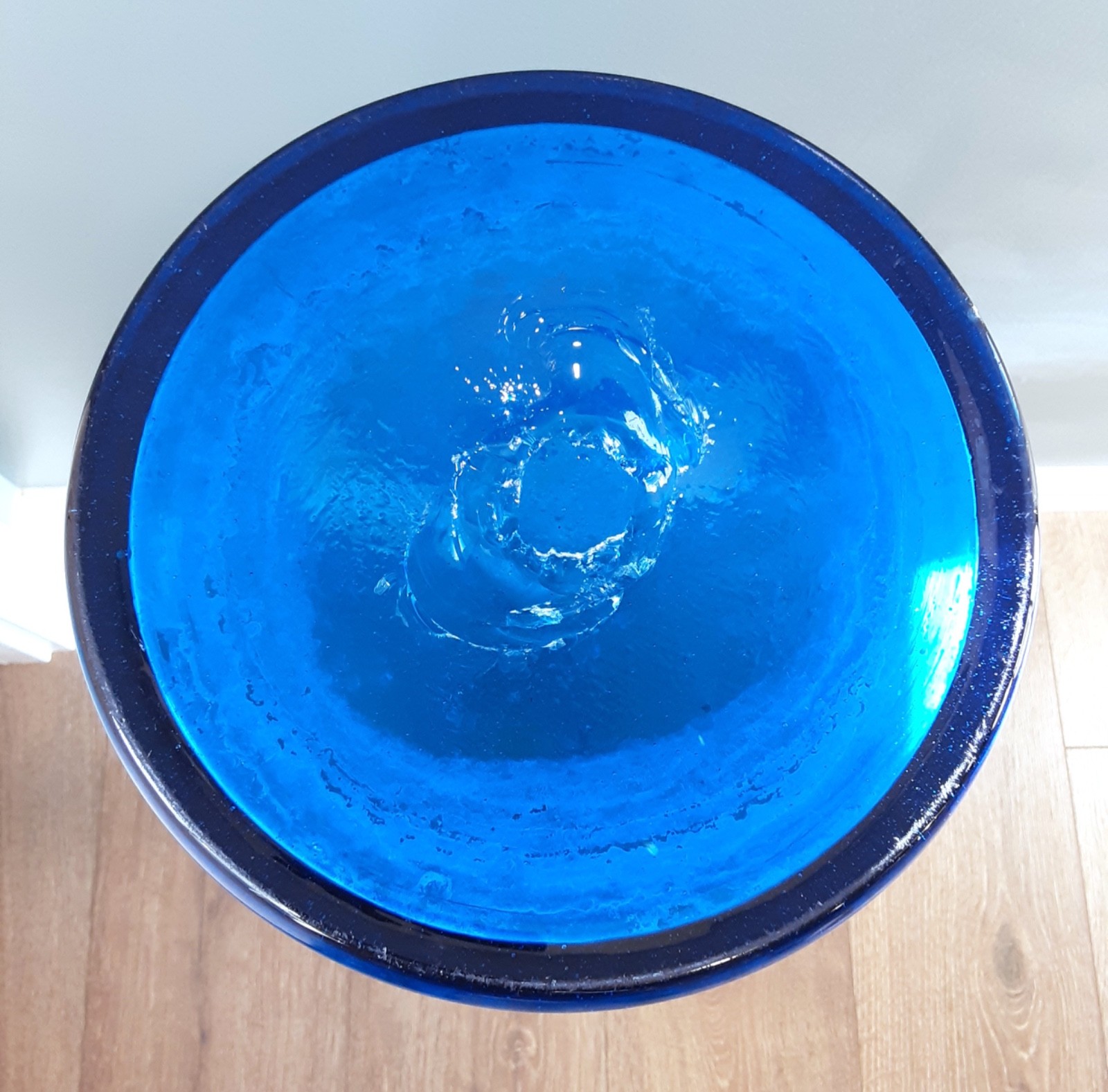 BLENKO HUGE 35.5" Art Glass Turquoise # 6138 Architectural Floor Decanter HUSTED