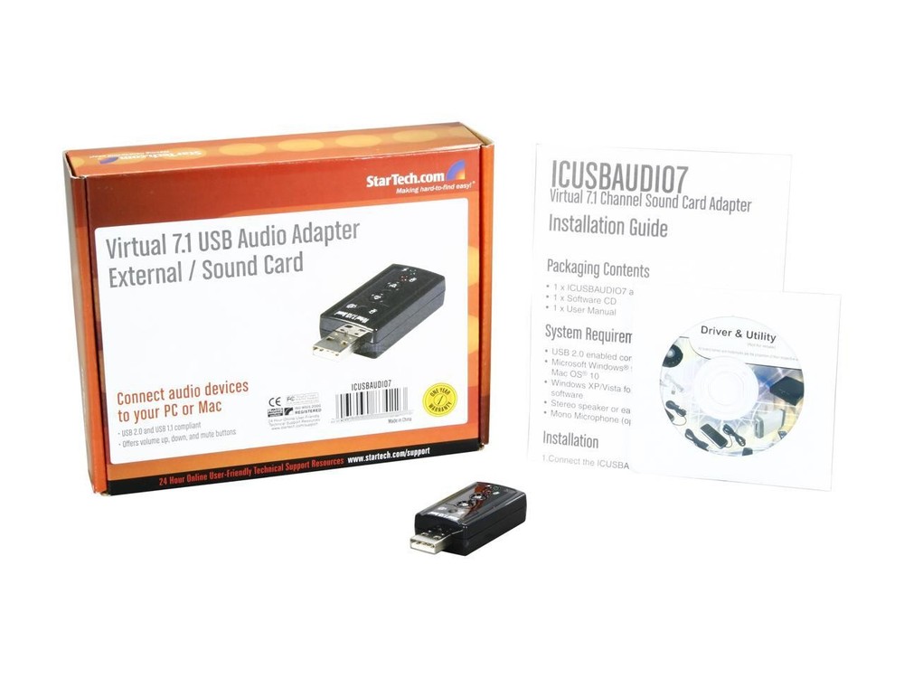 StarTech.com ICUSBAUDIO7 7.1 Channels USB Interface Stereo Audio Adapter Externa