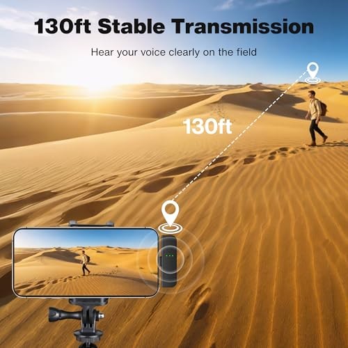 4Pcs Wireless Lavalier Microphone for iPhone with 2Pcs Charging Case, 1PC