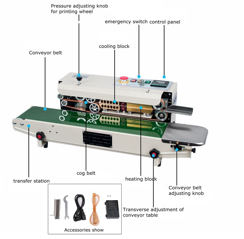 110V Vertical Type Digital Display Continuou Sealer Constant Temperature Control