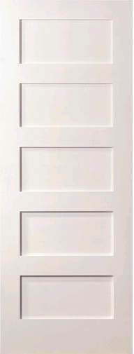 5 Panel Flat Mission Shaker Primed Stile & Rail Solid Core Wood Doors - Prehung